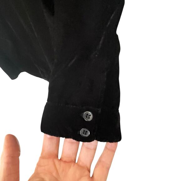 Free People Always Forever Black Velvet Mini Dress Floral Embroidery MED Boho - Picture 8 of 10